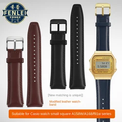 For Casio AE1200 A158W/A168/f91w/AE-1200WHD/A158/A159/A169 Series Strap Vintage Cowhide Leather Watch Band  Retro Bracelet 18mm