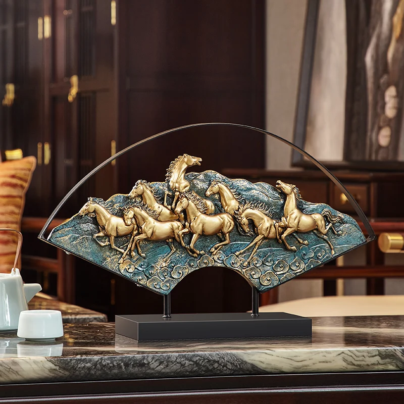 TOP ART Home store Company SHOP decorative stock market business bring wealth money GOOD LUCK Success 8 horses FENG SHUI Statue