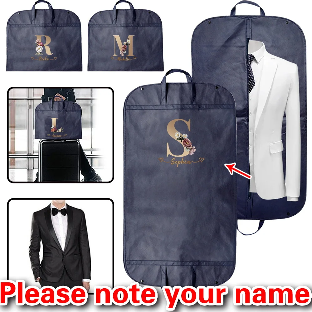 

Customized Blue Non-woven Dust Cover Thickened Suit Jacket Protective Cover Wardrobe Storage Bag Rose Gold Letter Series