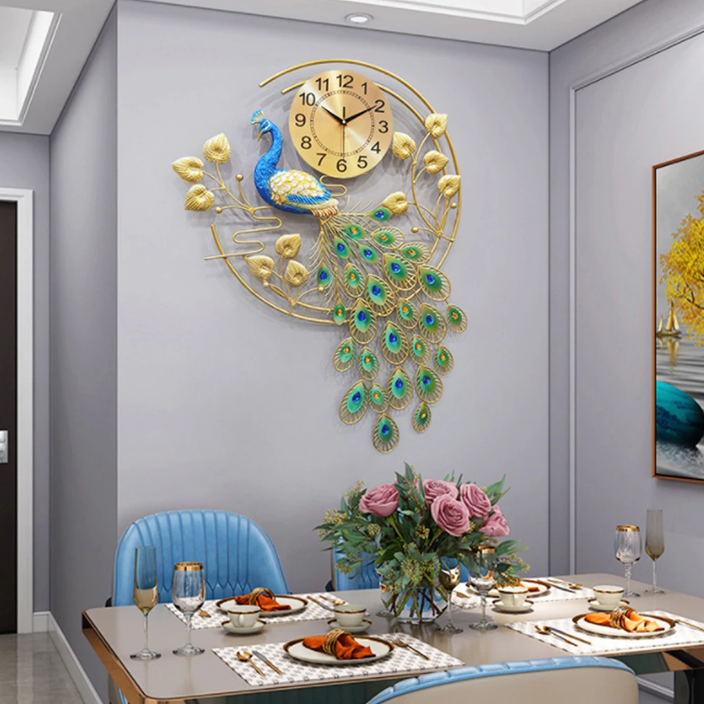 36.6 * 25.6in Modern Wall Clock Metal Creative Wall Watch Luxury Crystal Clock Silent Wall Clock