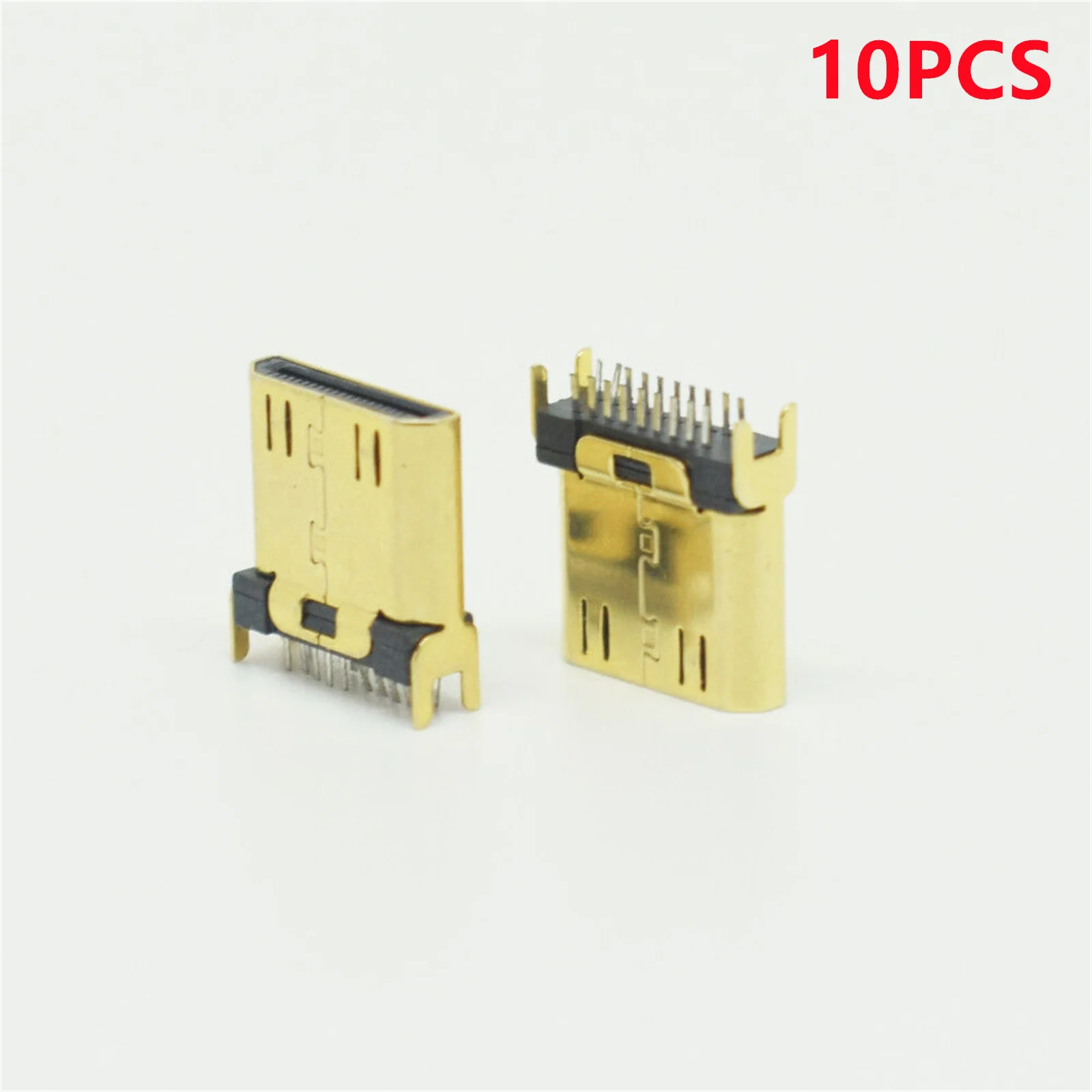 موصل ذكر صغير متوافق مع HDMI ، مقعد 19P رأس المشبك نوع مع تباعد ، ملحومة مطلية بالذهب ، عمودي ، مقبس قابس مستقيم ، 10 والي
