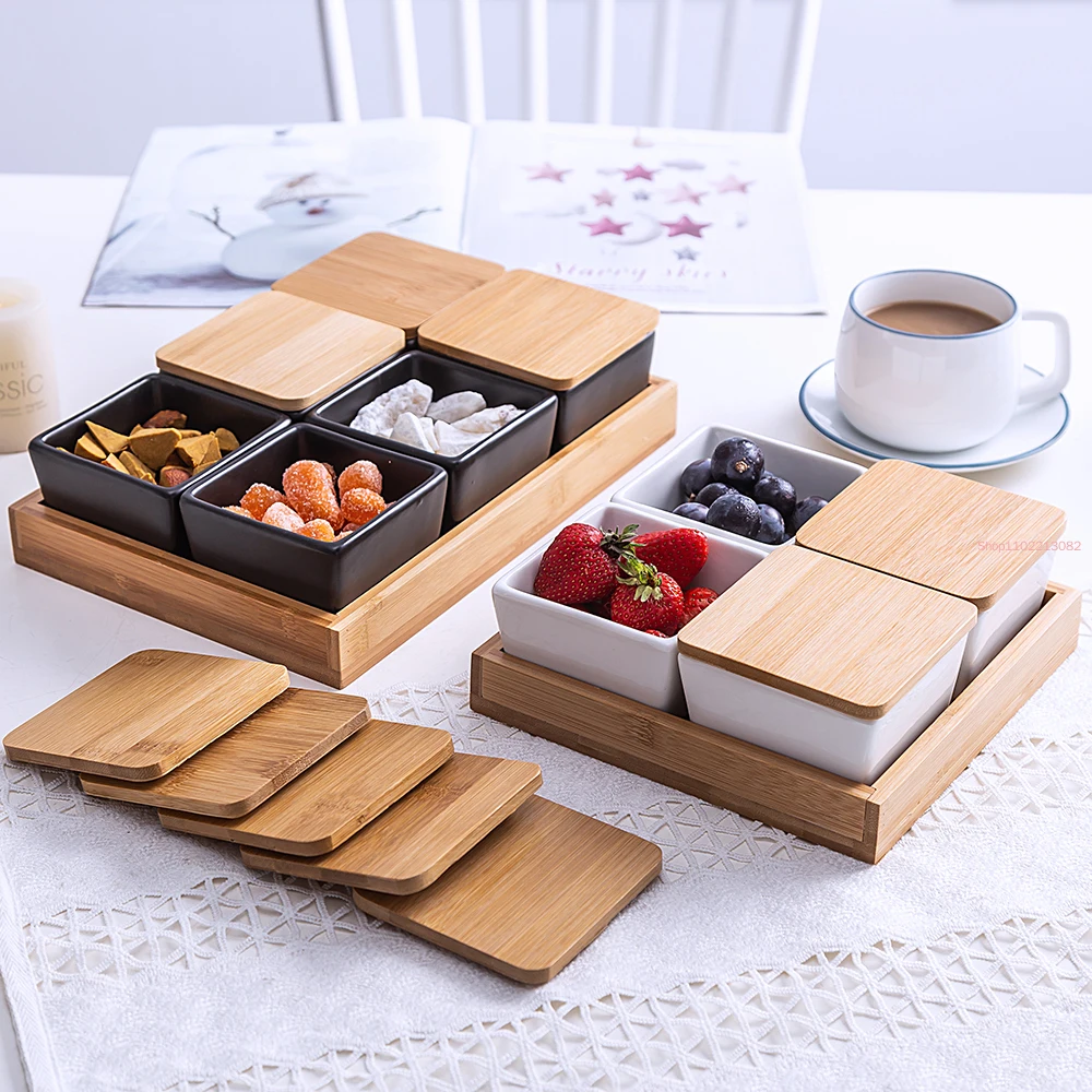 Wooden Pallets Snack Bowl Japanese-style Platter Dim Sum White Ceramics Dried Fruit Home Salad Dessert Plate