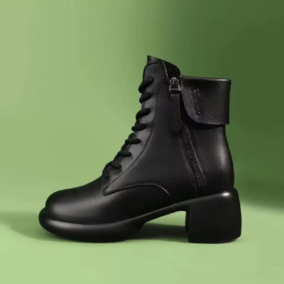 

Women's Shoes 2023 High Quality Winter Zipper Pu Leather Women's ankle Boots Fashion Casual Round Head Modern Boots