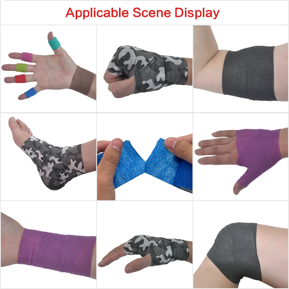 6pcs/12pcs/24pcs 5cm * 4.5m red medical gauze sports bandage self-adhesive breathable elastic bandage for fixing fingers, wrists