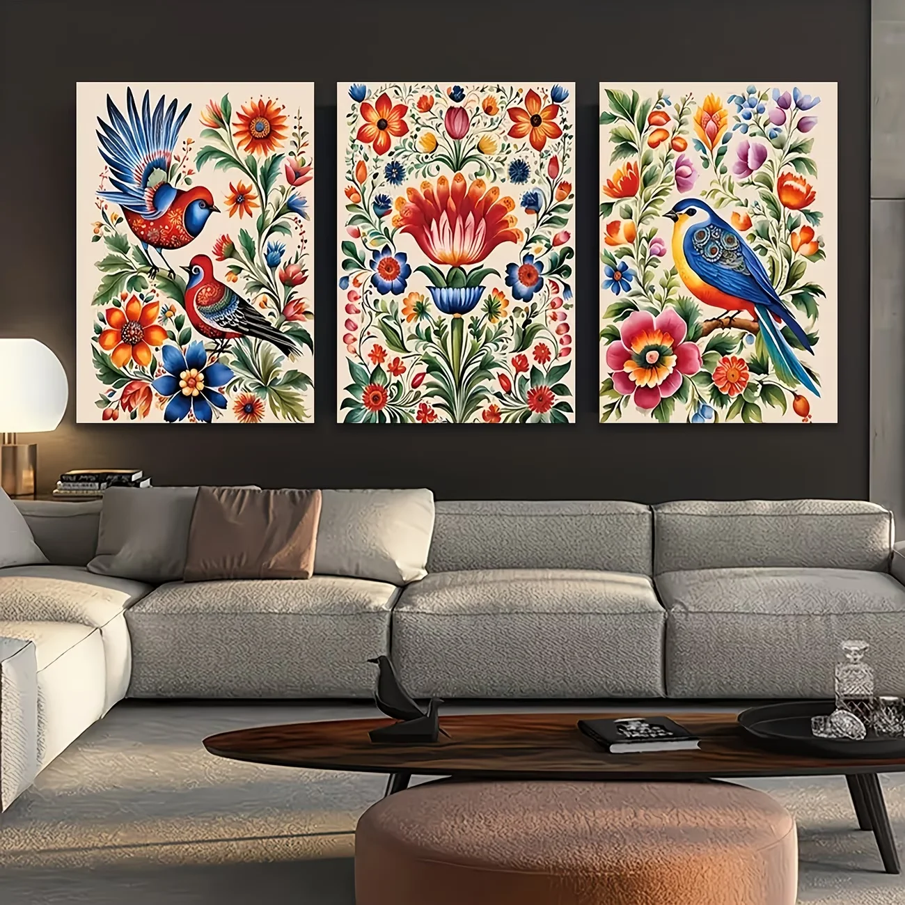 3Pcs DIY Full Square Round Diamond Paintings Colorful Flowers Bird Landscape Cross Stitch Kits Mosaic Diamond Embroider Sales