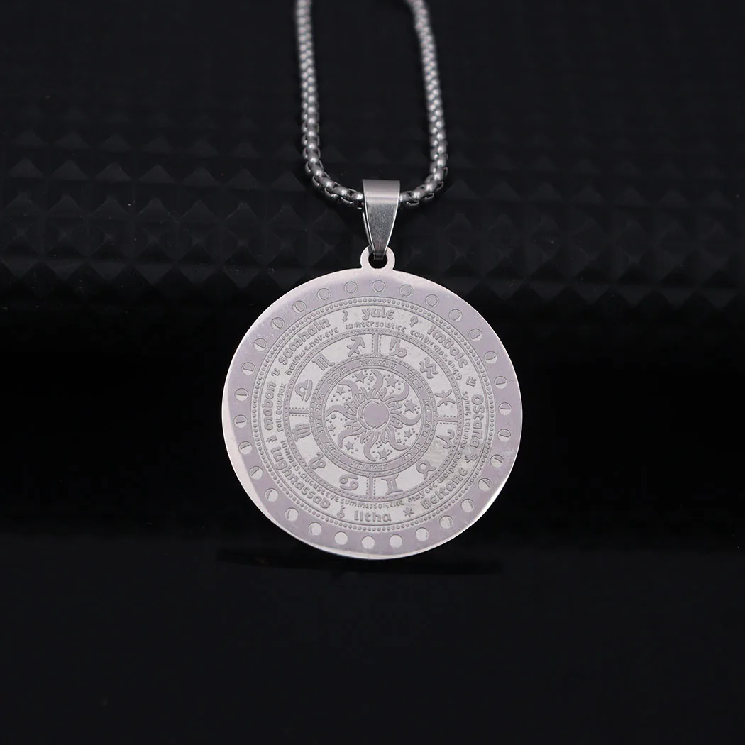 Fashion stainless steel 12 zodiac pendant necklace electroplated and not prone to corrosion - woolen chain for both men and wome