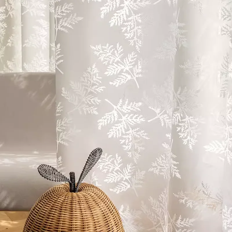 Best Quality Luxurious White Sheer Curtains for Bedroom Living Room INS leaf shaped hollow curtains Solid Color custom size