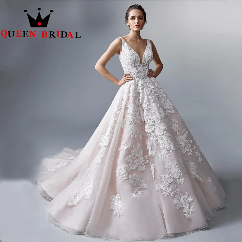 

Elegant Appliques Wedding Dresses 2023 New A Line V Neck Floor Length Bridal Gowns For Women Robe De Mariée Custom D01X