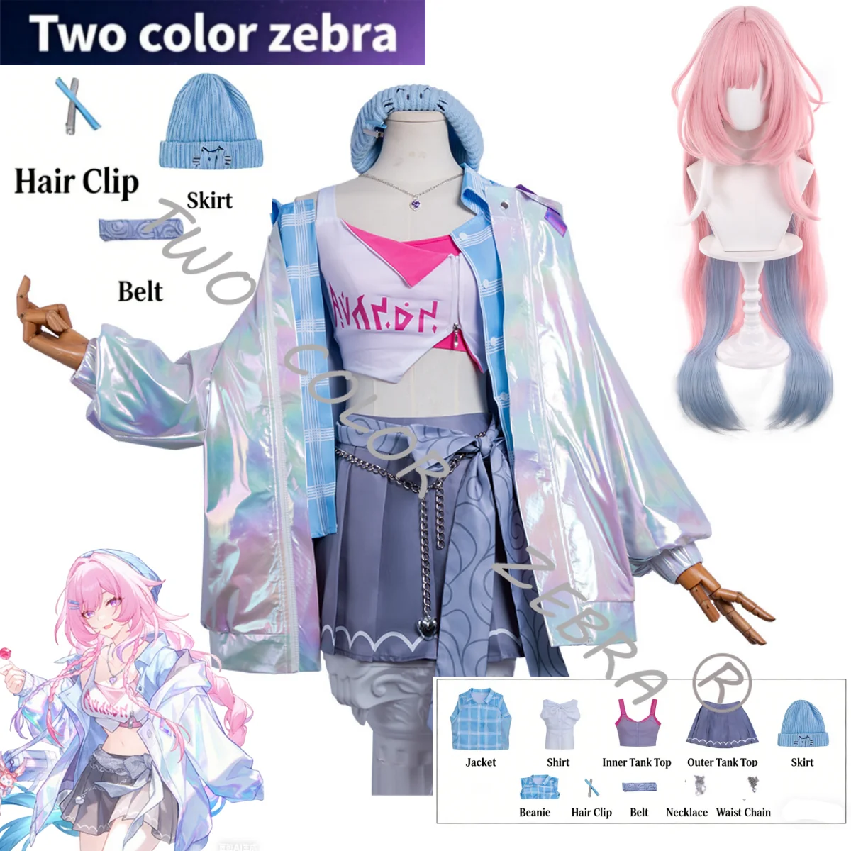 

Game Honkai：Star Rail Cyrene Demiurge Cosplay Costume Laser Style Coat Shirt Skirt Full Set Carnival Halloween Party Suit