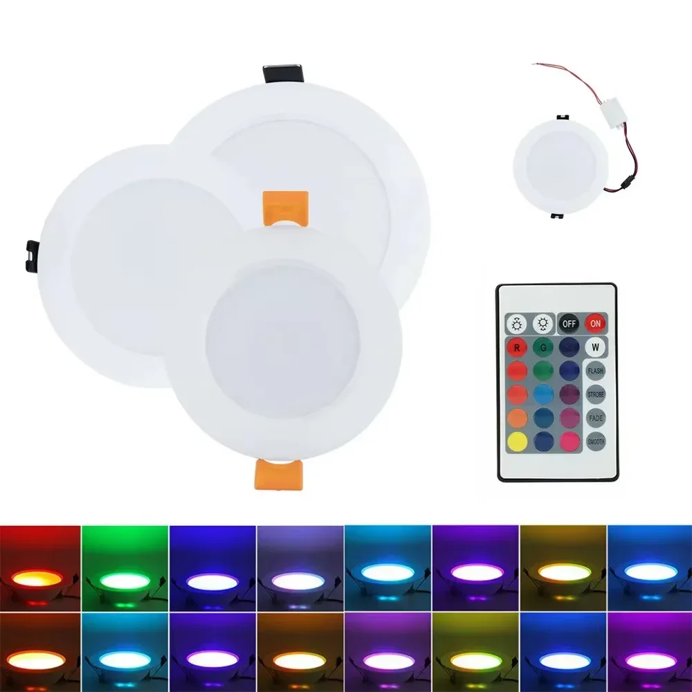 

Поп 3 Вт 5 Вт 7 Вт Потолочный светильник Круглый RGB светодиодный панельный светильник Скрытый встраиваемый потолочный светильник с дистанционным управлением AC 85-265 В 220 В 110 В