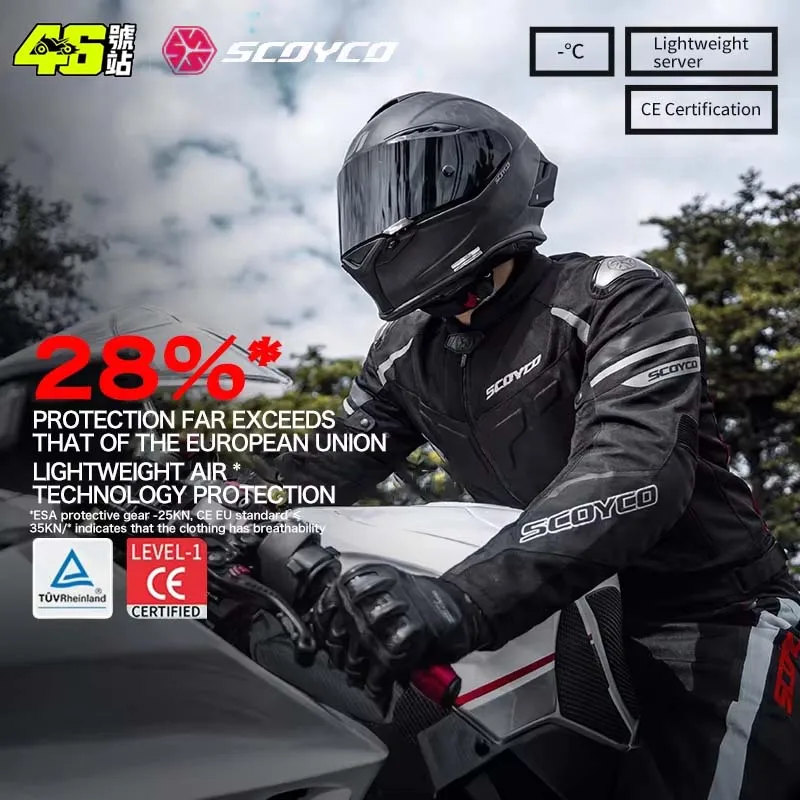 

SCOYCO Spring Summer Motorcycle Jacket Mesh Breathable Windproof Wear-resistant CE Level Protection Anti-fall Motorbike Riding C
