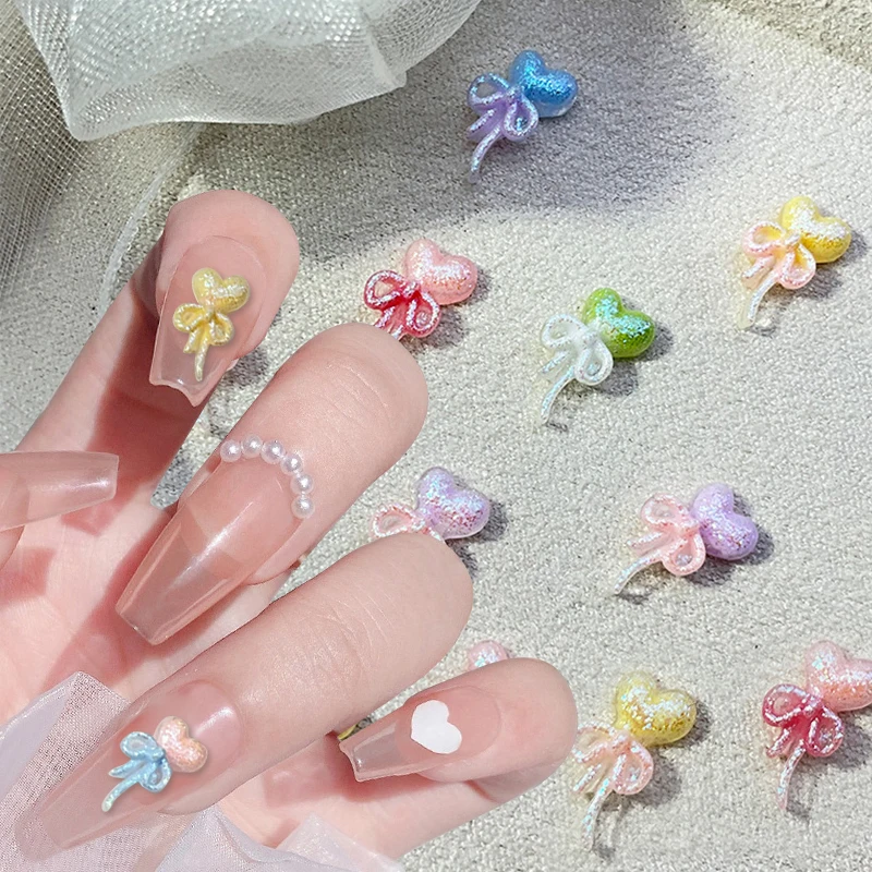 40/50Pcs Kawaii Purple Ice Translucent 3D Nail Decoration Moon Stars Clouds Love Shaped Cute Charm Manicure Nail Art Accessories