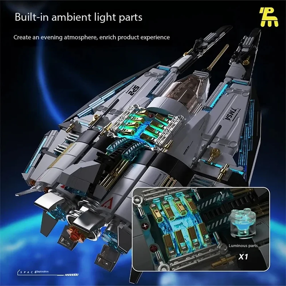 Blocs de construction à petites particules, série d'exploration spatiale, Cruiser spatial, modèle d'assemblage, briques, jouet créatif, cadeaux, ornements, 739 pièces