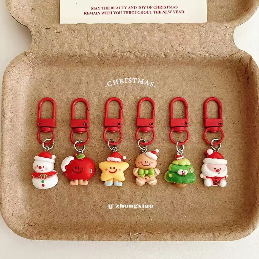 10-30Pcs Cute Cartoon Elk Santa Keychain, Christmas Party Birthday Spring Festival New Year Wedding Carnival Gift Commemoration