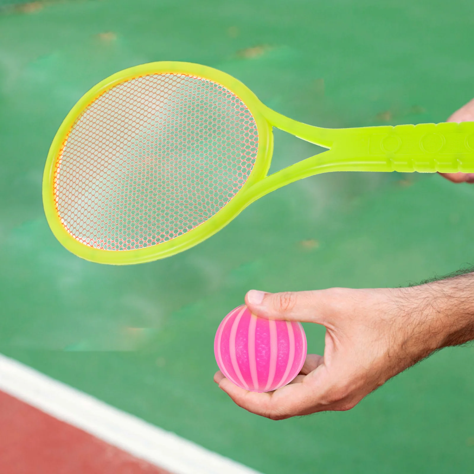 

1Set Tennis Racket Set Plastic Sturdy Elastic Net Indoor Outdoor Sports Parent- Educational Badminton Tennis Rackets 2