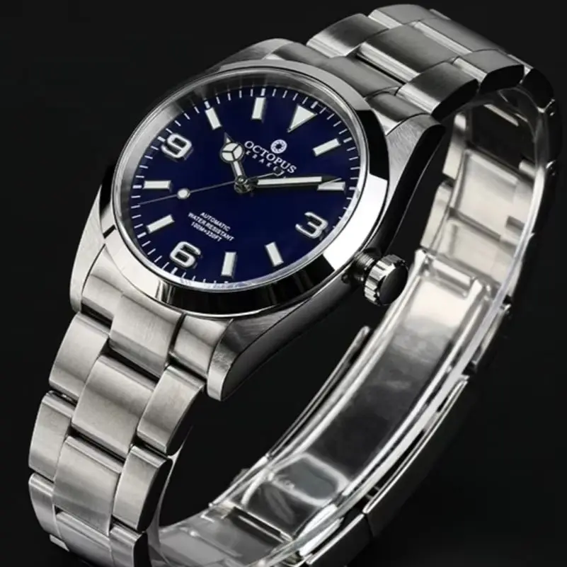 Octopus Men Automatic Watch Pilot 36mm Mechanical Wristwatch Dive 10Bar Waterproof BGW-9 Luminous Sapphrie Mirror PT5000 SW200