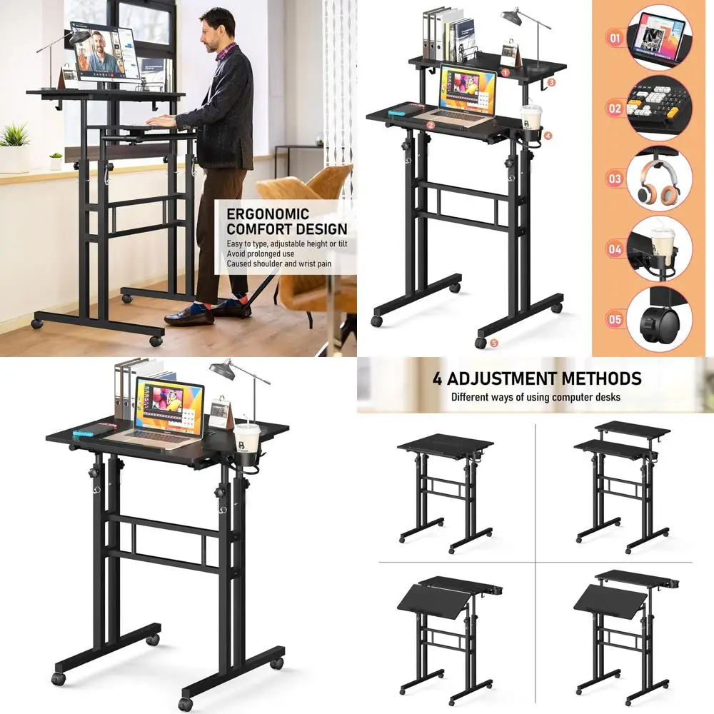 

Регулируемый по высоте передвижной стол на колесиках для работы стоя или в положении ходьбы