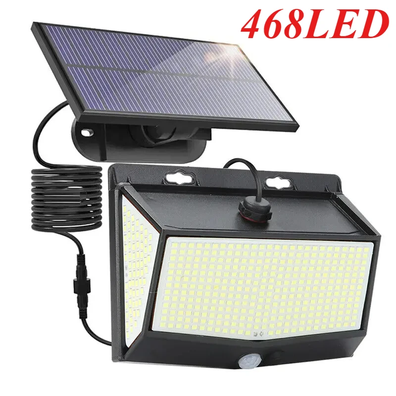 

468 LEDs Outdoor Solar Lights 270° Wide Angle IP65 Waterproof PIR Motion Sensor Light Modes Large Bright Street Solar Lights