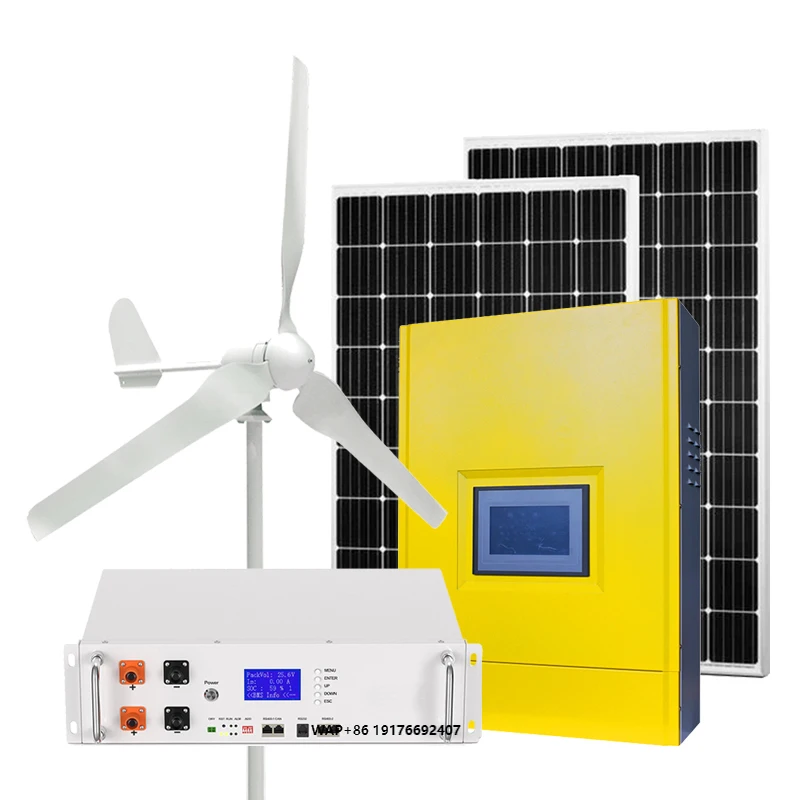 Home Use 10KW Three Phase Hybrid Solar Wind Power System Horizontal Axis Wind Turbines Generator