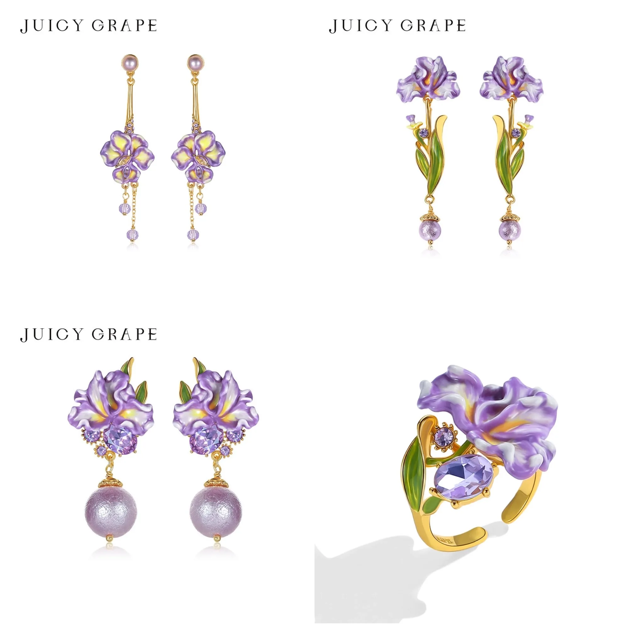 juicy-grape-romantic-floral-hand-painted-enamel-iris-flower-dangle-earrings-set-with-purple-crystal-pearl-jewelry-gift-for-women