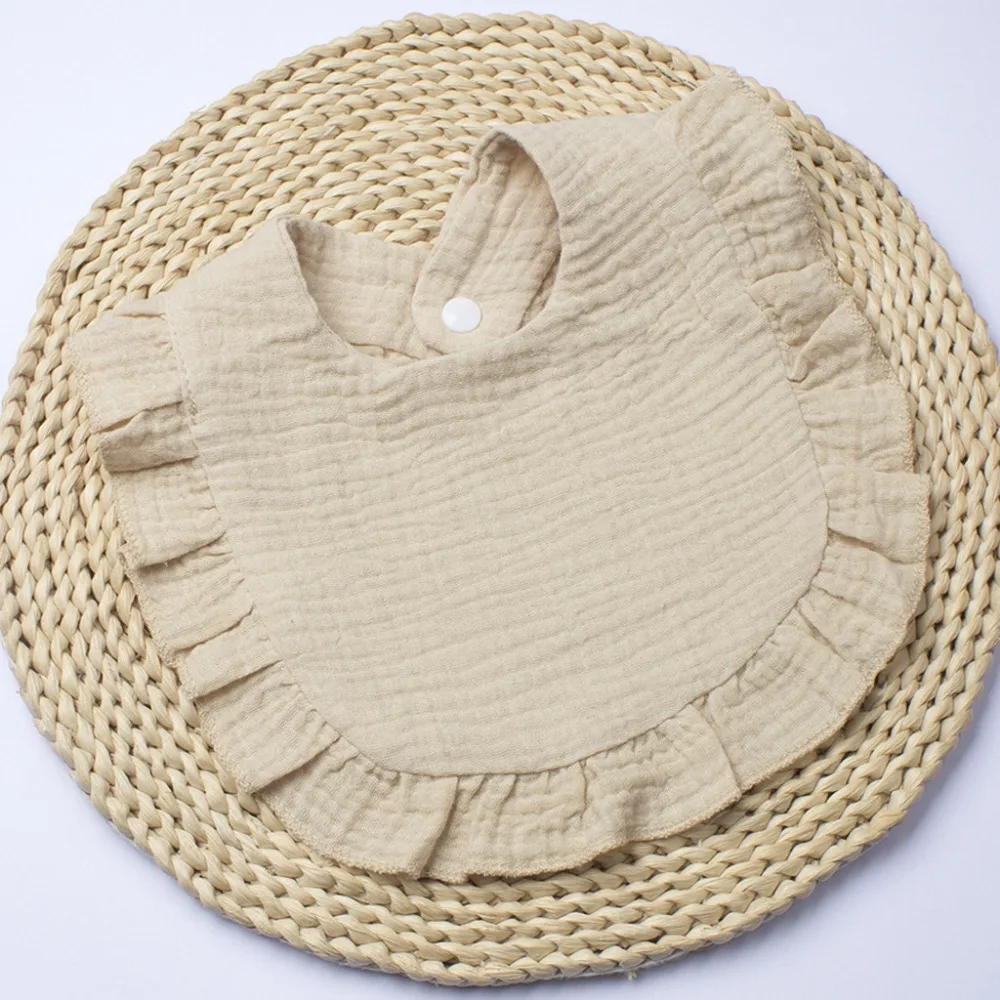 

Высококачественные мягкие муслиновые нагрудники, впитывающие воланы, марлевые нагрудники для малышей, однотонные нагрудники для новорожденных слюны для мальчиков и девочек