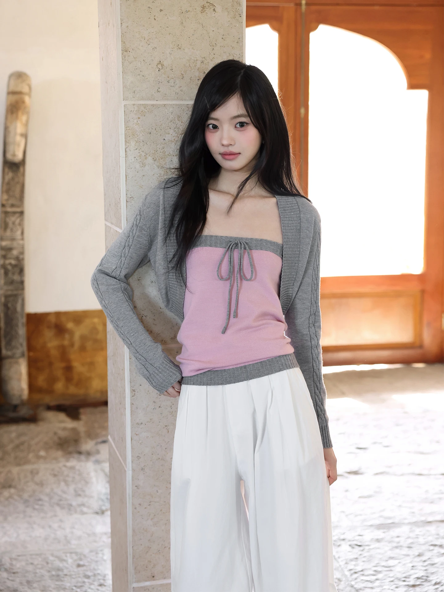 

Ele Korean Sle Knitted Sweater Set Unique Beautiful Spring New Arrival Women's Faion Casual Long Sve Crew Ne