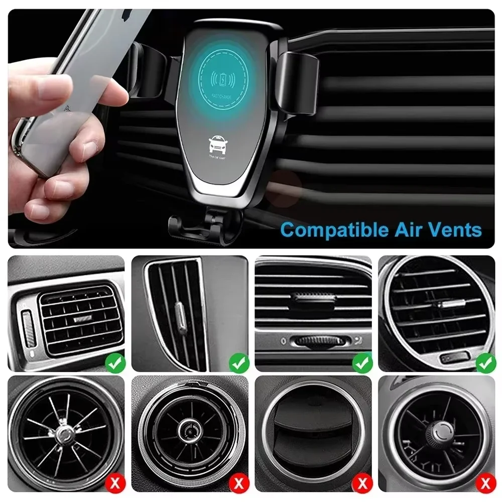 Wireless Charging Phone Car Holder Charger For IPhone17 16 15 14 13 12 Pro XS Max XR Samsung Xiaomi Fast Car Wireless Chargers view 6