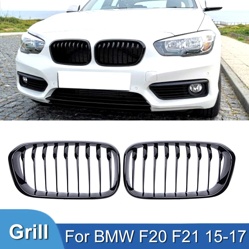 

Pullece Front Hood Grille Grilles Single Slat Kidney Grille Gloss Black Fence For BMW F20 F21 118i 120i 125i Racing Grill 15-18