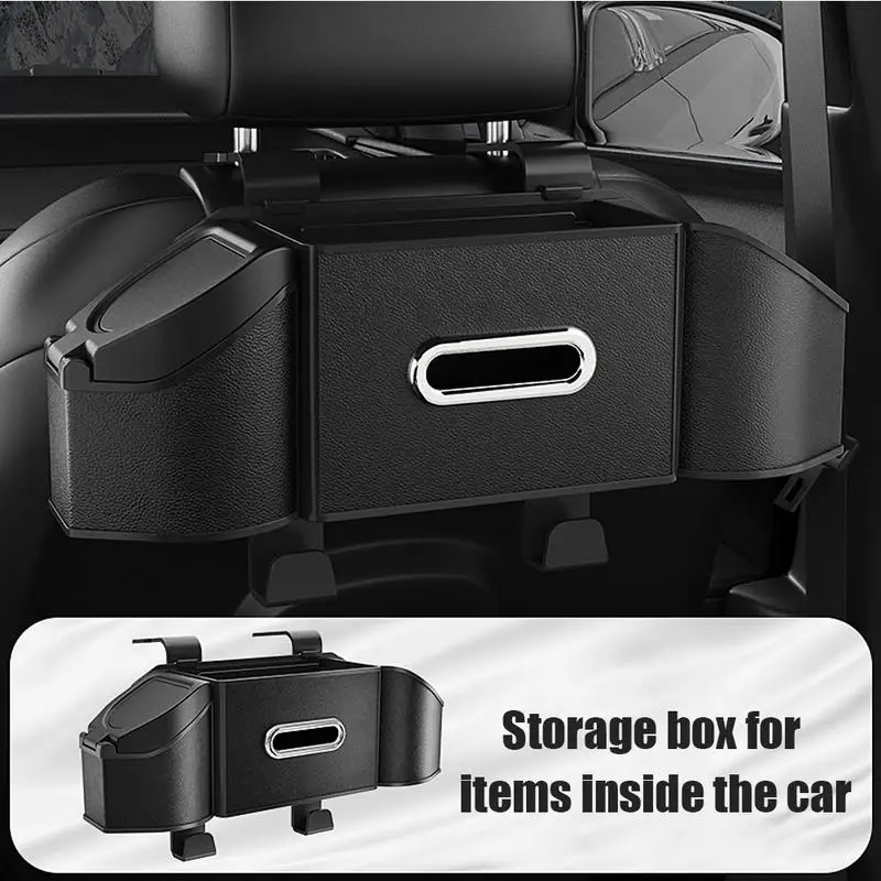 Car Seat Storage Box Exquisite Seat Back Organizers Adjustable Width Car Organizer Includes Tissue Box For Efficient Space