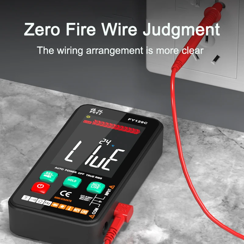FUYI 129C New 9999 Counts Digital Multimeter Smart Auto Range  Ohm Hz Capacitance True RMS AC DC DMM LCD Backlight Multimetro
