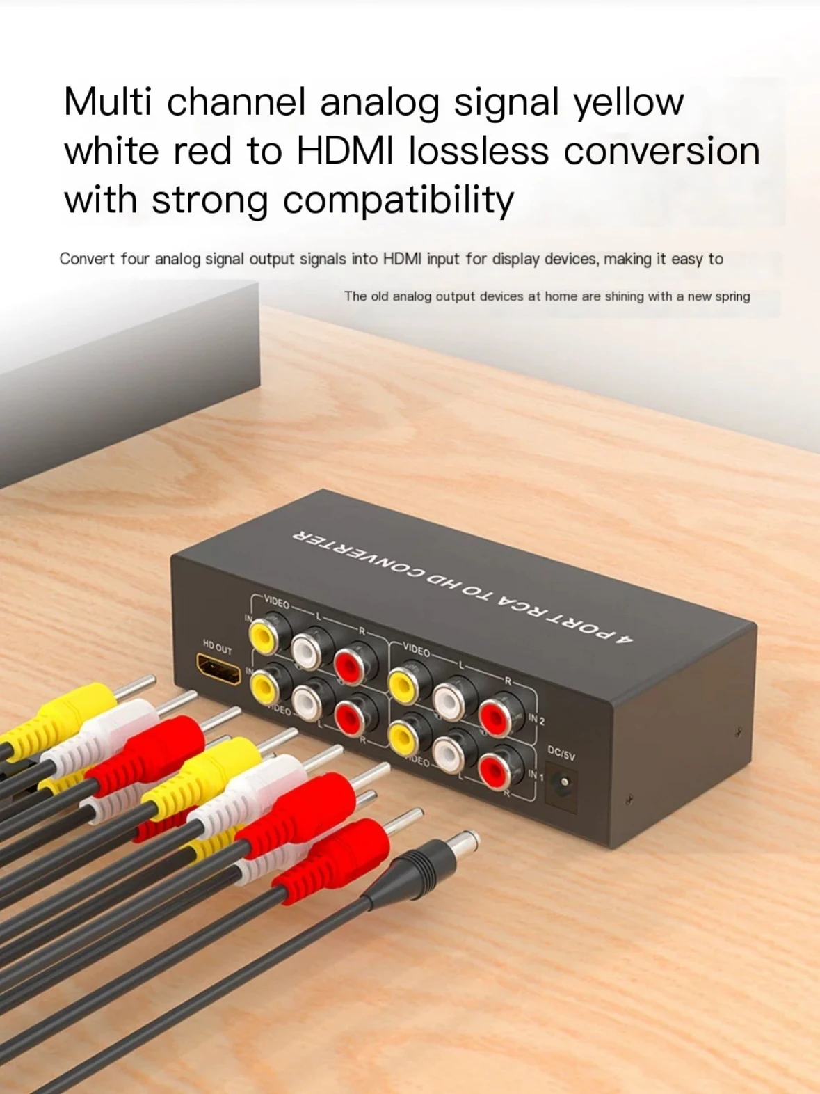 4 In 1 out AV to HDMI Converter for Analog set-top box ,PS2,old DVD 1080P