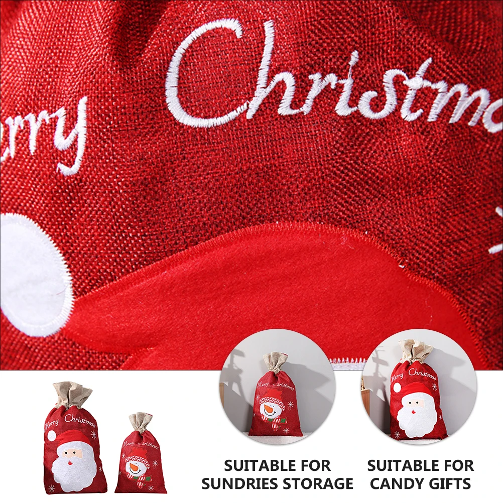 

2pcs Christmas Gift Bags Drawstring Apple Packaging Xmas C y Containers Wrapping Sacks Holiday Present Holder Craft Biscuit