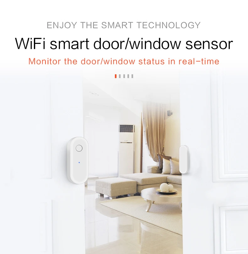 Tuya Smart WiFi Door Sensor Open Close Detector Smart Life App Control Notification Compatible with Alexa Google Home