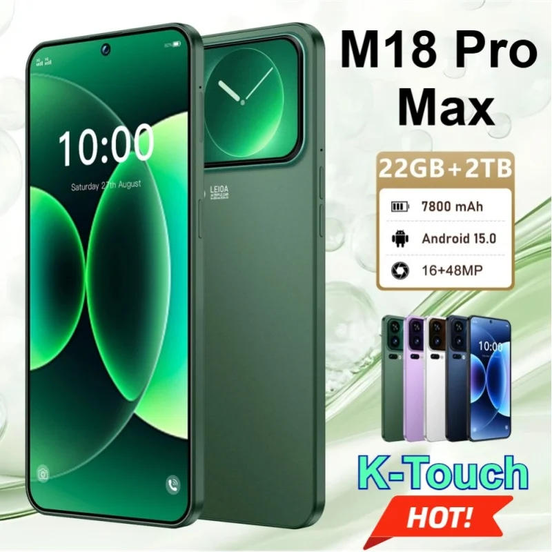 K-Touch Smartphone 5G für M18 Pro Max Mobiltelefone 7,3 Zoll HD-Volldisplay 22GB+2TB 7800mAh Akku 5G Dual-SIM-Karten-Handy Android Entsperrt 48MP+16MP Kamera