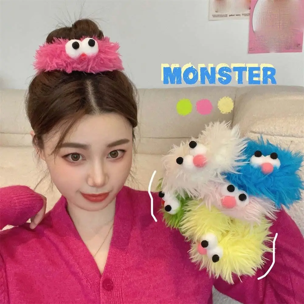 Sweet Big Eyes Cartoon Doll Hair Rope Korean Style Rubber Band Plush Scrunchies Funny Hairbands Ugly Doll Hair Ring Daily