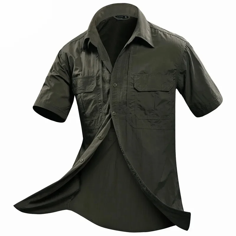 

Male Outdoor Sports Training Quick Dry Military Tactical Shirt Summer Hiking Fishing Climbing Breathable Thin Short Sleeve Tops