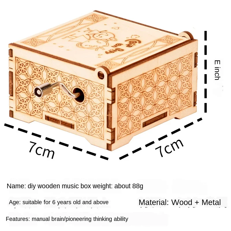 Diy Holz Handkurbel Klassische Spieluhr 3d Dreidimensionale Puzzle Spielzeug Modell Pädagogisches Kreative Dekompression Geschenk p305