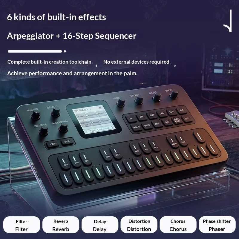 Pédale d'effet synthétiseur FM portable M-Vave FM1, batterie 12h, 6 opérateurs, 32 algorithmes, 128 préréglages, haut-parleur intégré, en stock