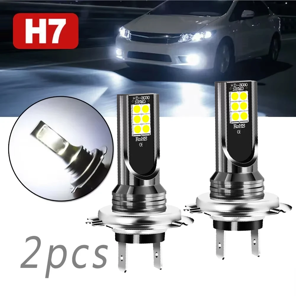 

2PCS H7 H4 LED Car Headlight H1 H11 H8 H9 H3 9005 9006 Super Bright Car Fog Lights 3030SMD 12V 6000K Driving Running Bulbs