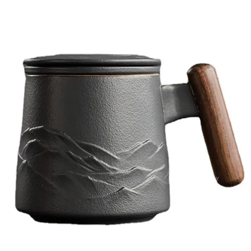 

Ceramic Bubble Tea Cup Beer Coffee Mug Tea Set Large Ceramic Cups Creative Mugs Infuser Lid Wooden Handle Personalized Gifts