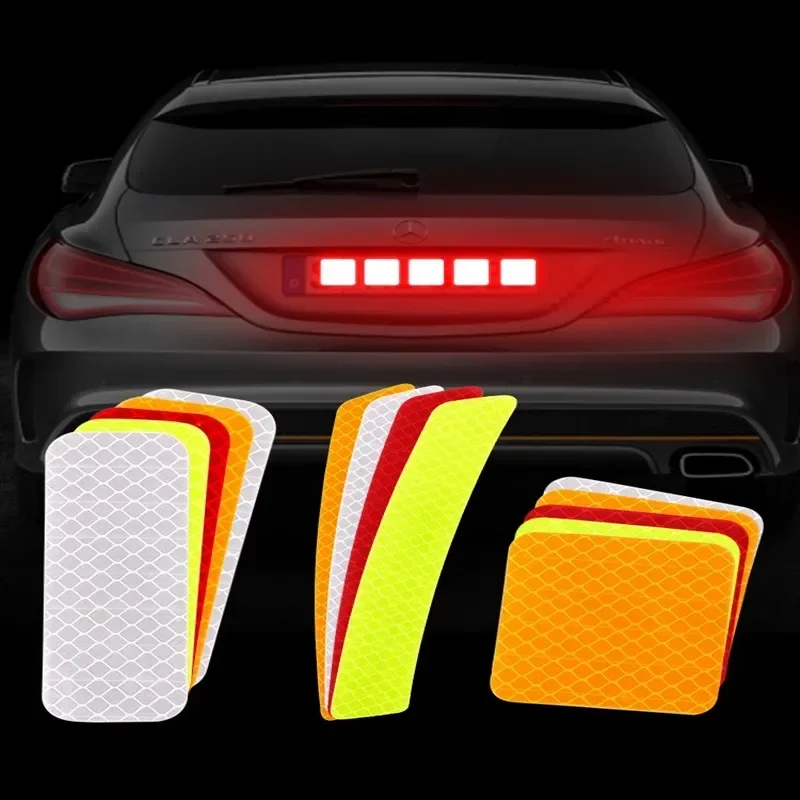 10Pcs Safety Warning Reflective Car Sticker Glow in The Dark Strip Tape Car Accessories Exterior Interior Reflector Sticker