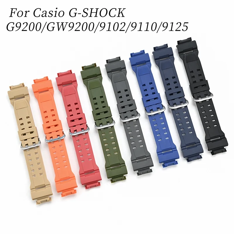 High Quality Dedicated Interface TPU Resin Watch Strap For Casio G-SHOCK G9200/GW92009101/9102/9110/9125 Pin Buckle Bracelet