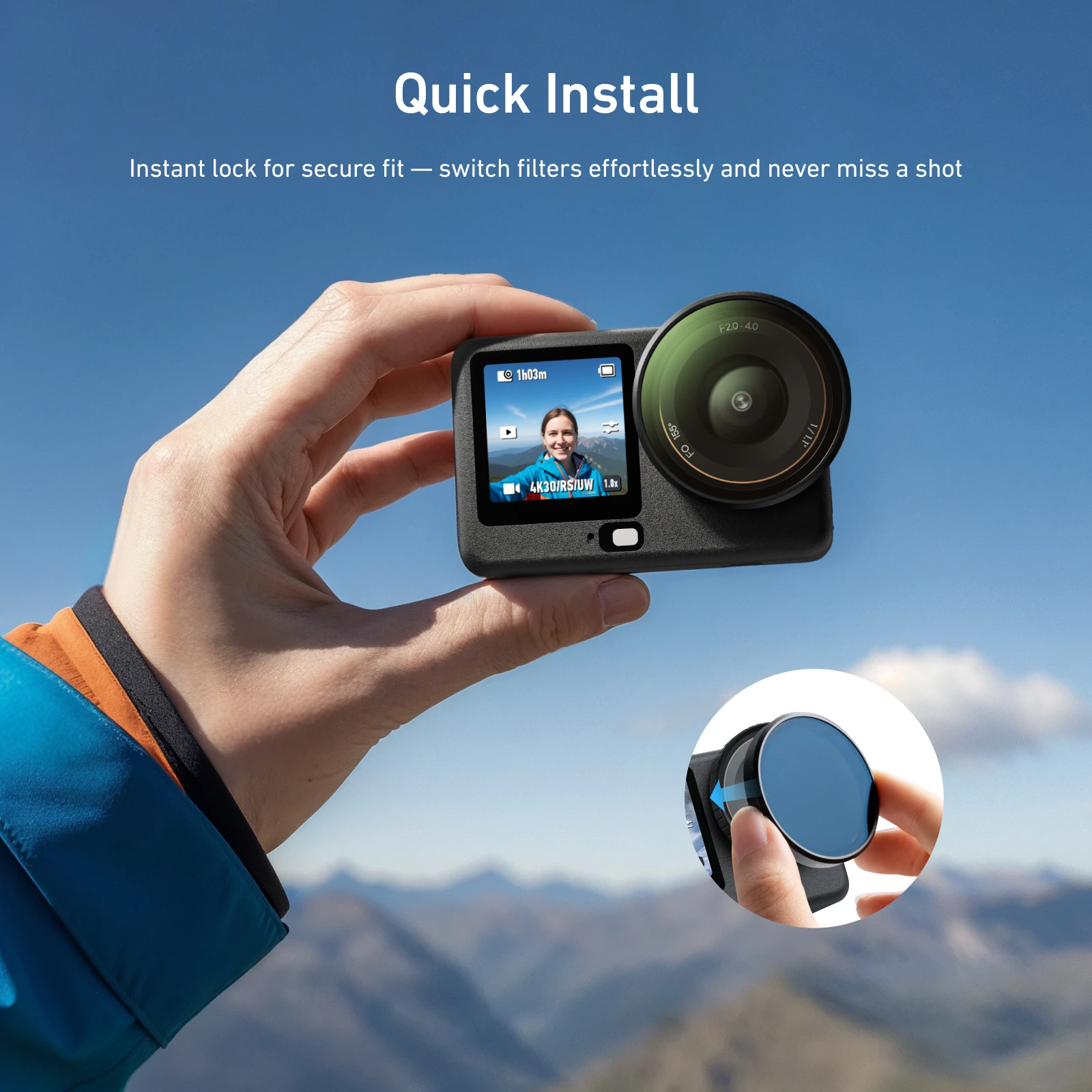 Zestaw filtrów szybkozłącznych TELESIN DJI Action6 CPL ND8 ND16 ND32 UV VND z ramką do kamery DJI OSMO Action 6 ND UV VND — zdjęcie produktu 2