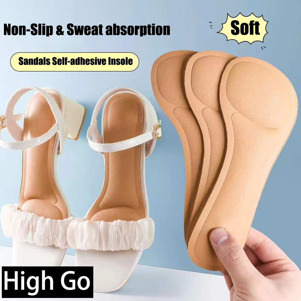 Comfort Sweat-absorbent Shoe Sole Anti-Slip Memory Foam Seven-point Shoe Pad Self-adhesive Insoles for High-heeled Sandals Women