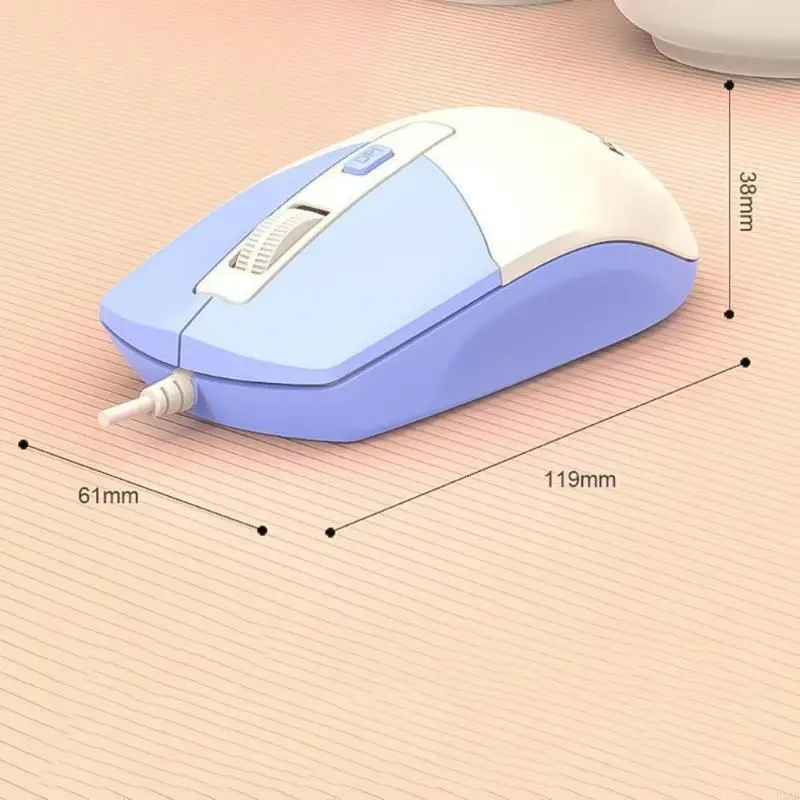 K1AA Sleekly Design Wire Mouse with Long Cable for Easy Setups Opticals Mouse