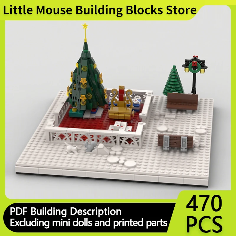 

City Street View Model MOC Building Bricks Giving Gifts At Christmas Modular Technology Gifts Holiday Assemble Children Toy Suit