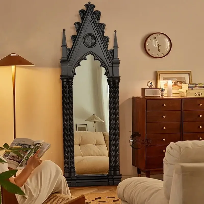 Magic mirror, French retro floor mirror, artistic wall-mounted fitting mirror, American bedroom dressing mirror