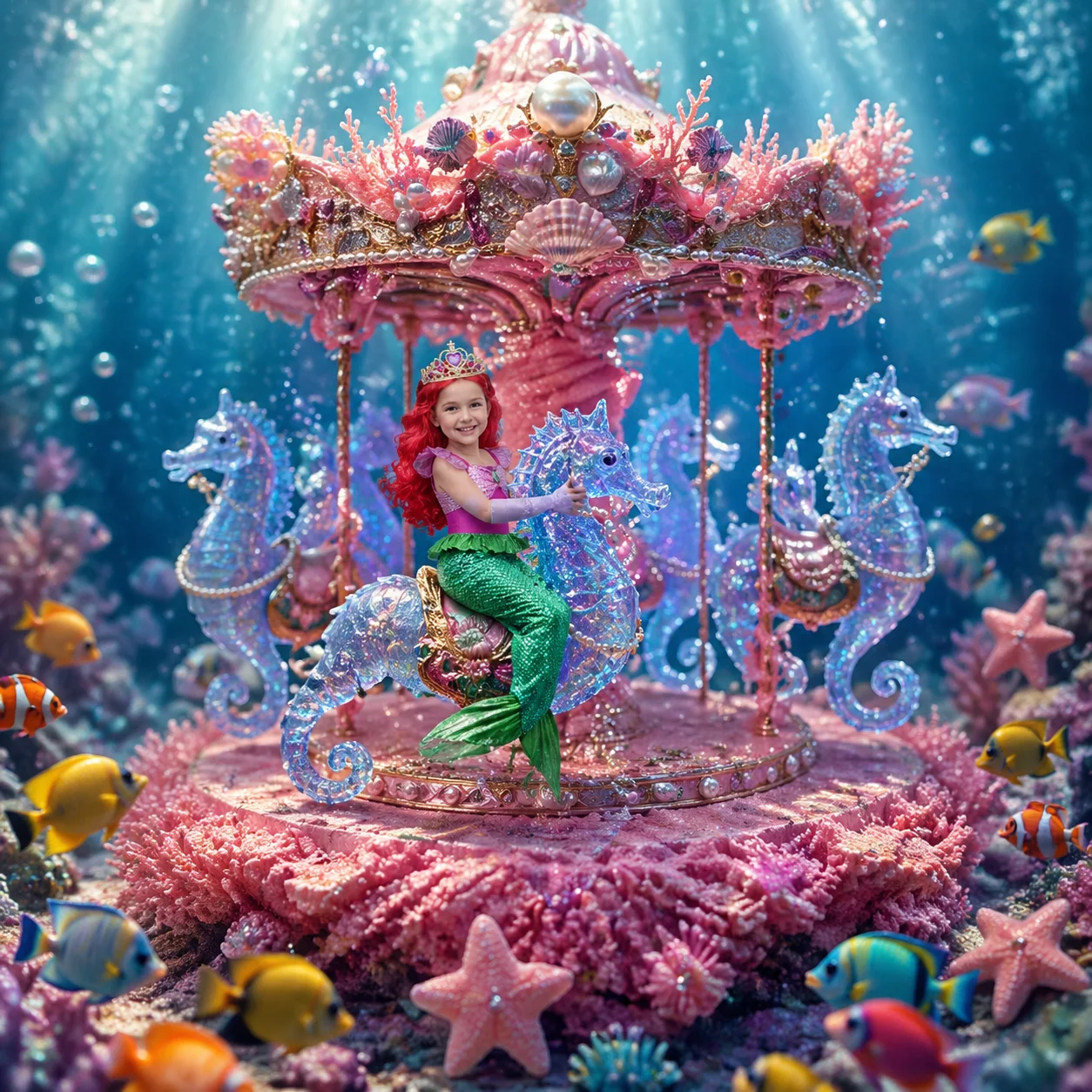 Vestido de tule da pequena sereia Ariel para meninas, manga curta, fantasia de princesa, carnaval, roupa de festa de aniversário, 2-8 anos