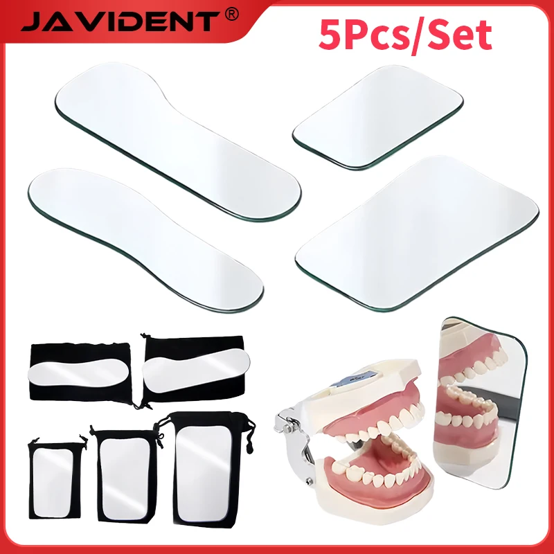 5Pcs/Set Dental Orthodontic Mirror Double-Sided Occlusal Reflector Oral Glass Coated Titanium Dental Photography Mirrors