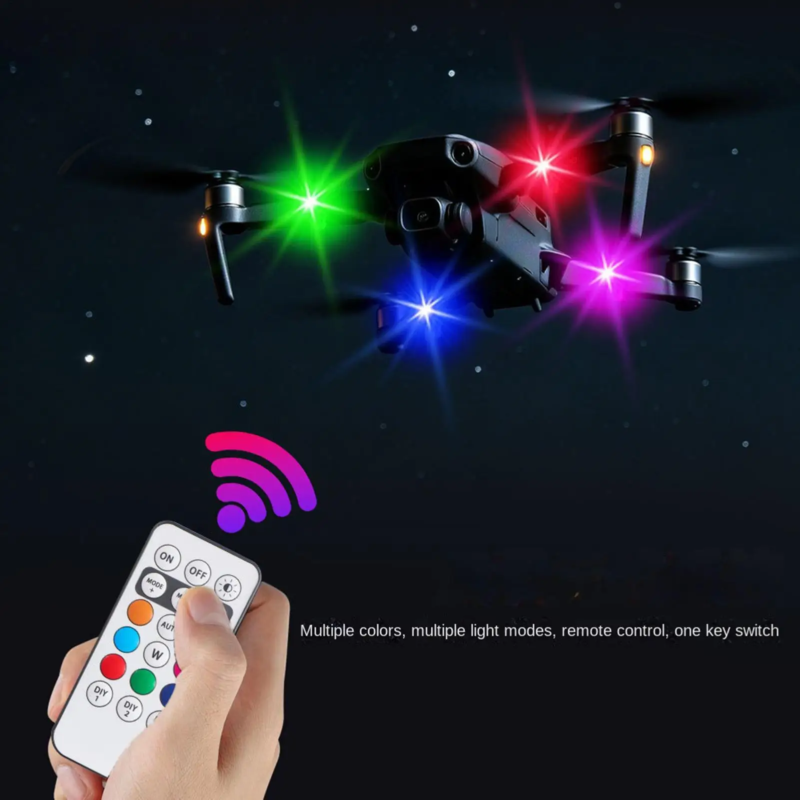 Wireless LED Strobe Lights with 17 key Remote Control High Brightness Safety Warning Lights for Motorcycle Bike Drone